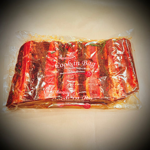 Short ribs μαριναρισμένα έτοιμα για τον φούρνο σε σακούλα ψησίματος