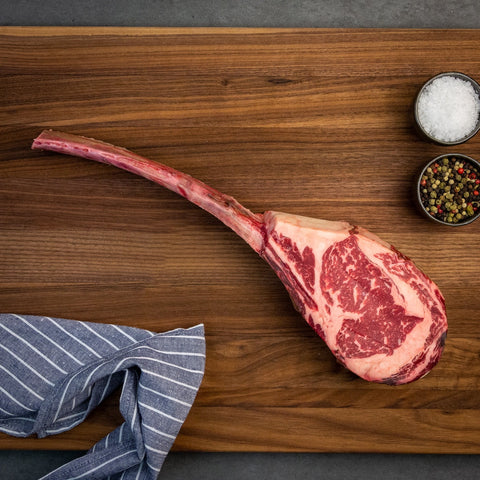 Tomahawk Black Angus nourri au grain coupe française Creekstone USA