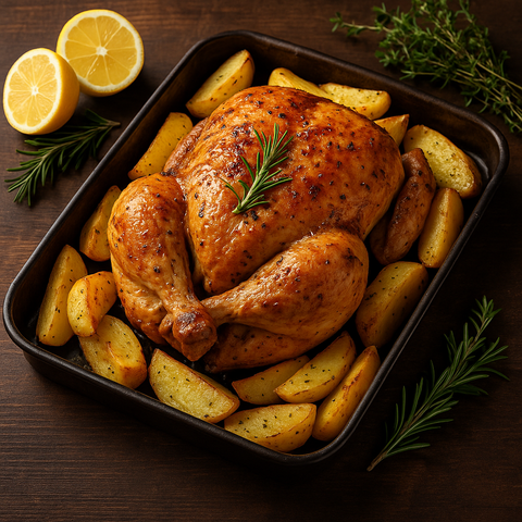 Chicken with potatoes for the oven