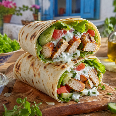 Wraps με Κοτόπουλο & Σως Γιαουρτιού: Το Απόλυτο Ελαφρύ Καλοκαιρινό Σνακ