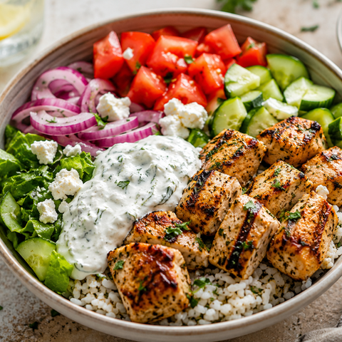 Κοτόπουλο Souvlaki Bowl: Δροσερό &amp; Χορταστικό Γεύμα για Όλη την Οικογένεια