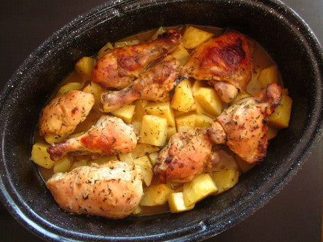 Κοτόπουλο με πατάτες στο φούρνο λεμονάτο