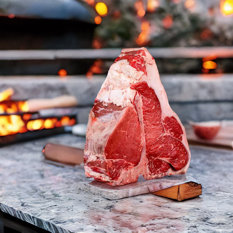 Bistecca alla Fiorentina, αυθεντικό ιταλικό T-bone steak, ωμό φρέσκο μοσχαρίσιο κρέας υψηλής ποιότητας, ιδανικό για σχάρα ή BBQ, από το Siakos.gr
