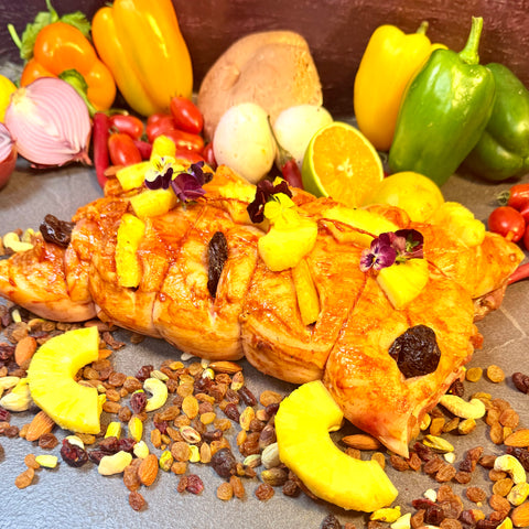 Καραμελωμένη Πανσέτα Αγριογούρουνου με Κάστανα &amp; Ανανά – γιορτινό, ελληνικό πιάτο έτοιμο για ψήσιμο, από το Siakos.gr