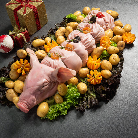 Πορκέτα Γουρουνάκι Γάλακτος με Αποξηραμένα Φρούτα &amp; Ξηρούς Καρπούς – με κεφάλι, ελληνικής παραγωγής, έτοιμη για ψήσιμο, από το Siakos.gr