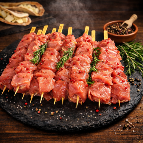 Σουβλάκι χοιρινό από μπούτι Ελλάδος, ζουμερό και πιο άπαχο κρέας ιδανικό για σχάρα, BBQ ή τηγάνι.