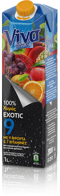 Χυμός 100% Με 9 φρούτα και 7 βιταμίνες Exotic Viva 1L